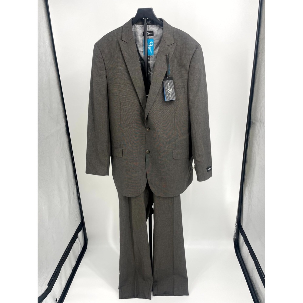Marc Ecko Cut & Sew 2 Pc Pant Suit Set Mens 48L‎ Brown Lined 2-Button Peak Lapel